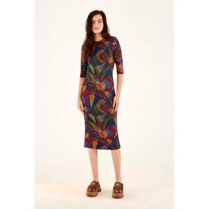 Farm Rio Dotted Macaws Lenzing Ecovero Viscose Tropical Dress, Dotted Macaws XS